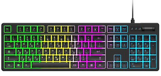 Klawiatura Gamingowa Przewodowa USB WZK WKG-200, RGB, 1,5m, Czarna