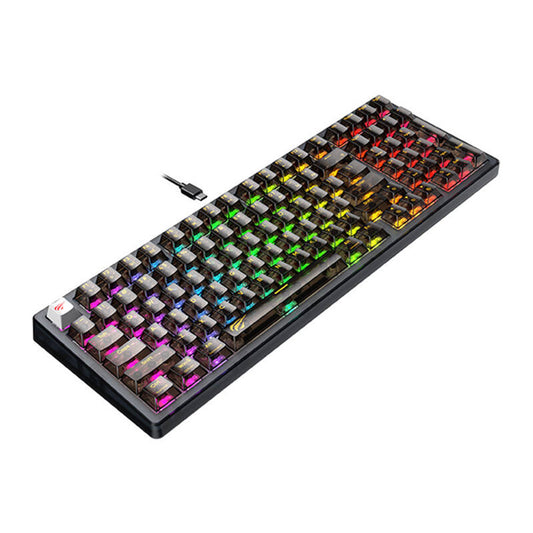 Klawiatura Gaming Wired USB HAVIT KB875L, RGB, 1.8m, Czarna Przezroczysta