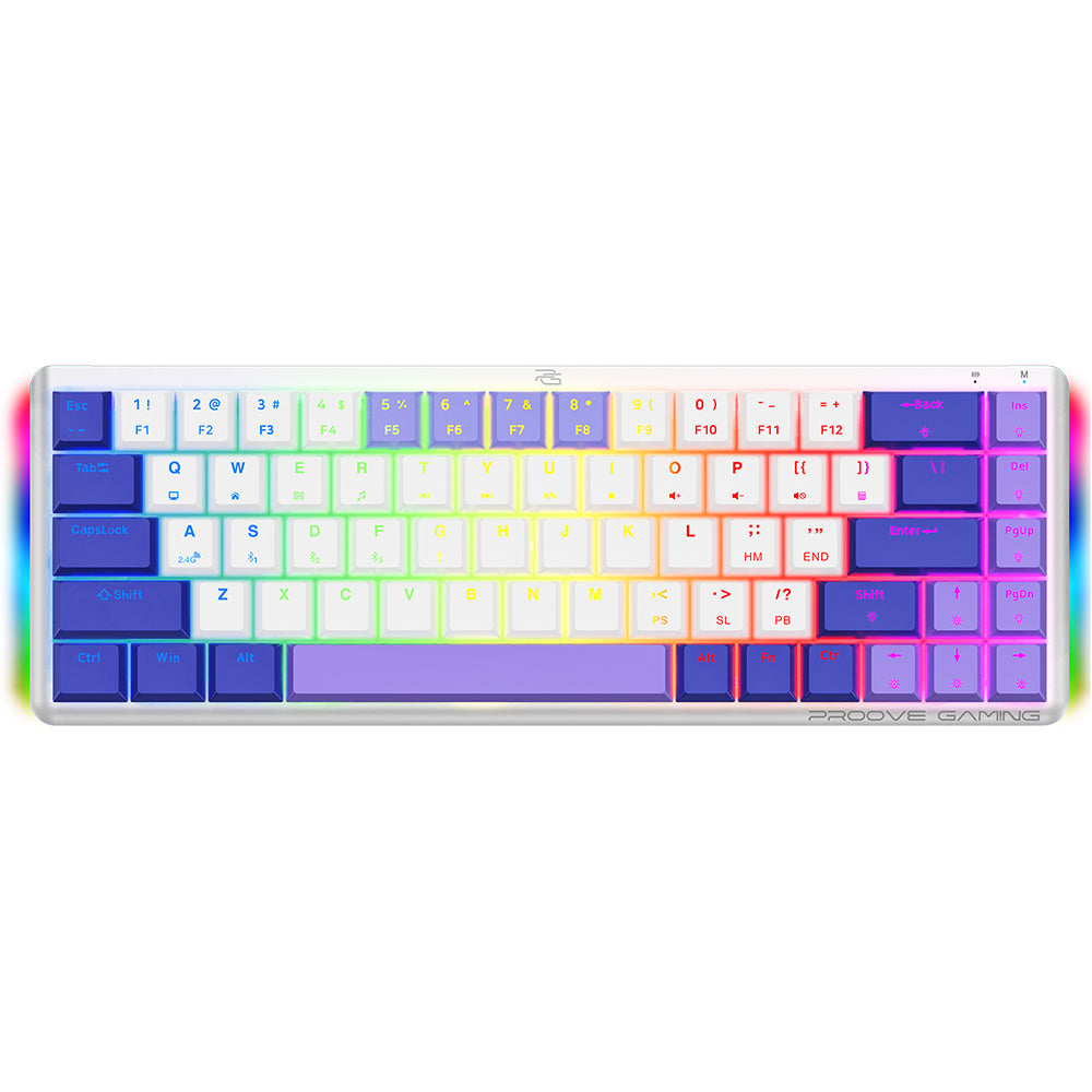 Proove AFK Wireless Gaming Keyboard, RGB, BT / Wi-Fi / Wired, 1.5m, White WKAFKEN22002