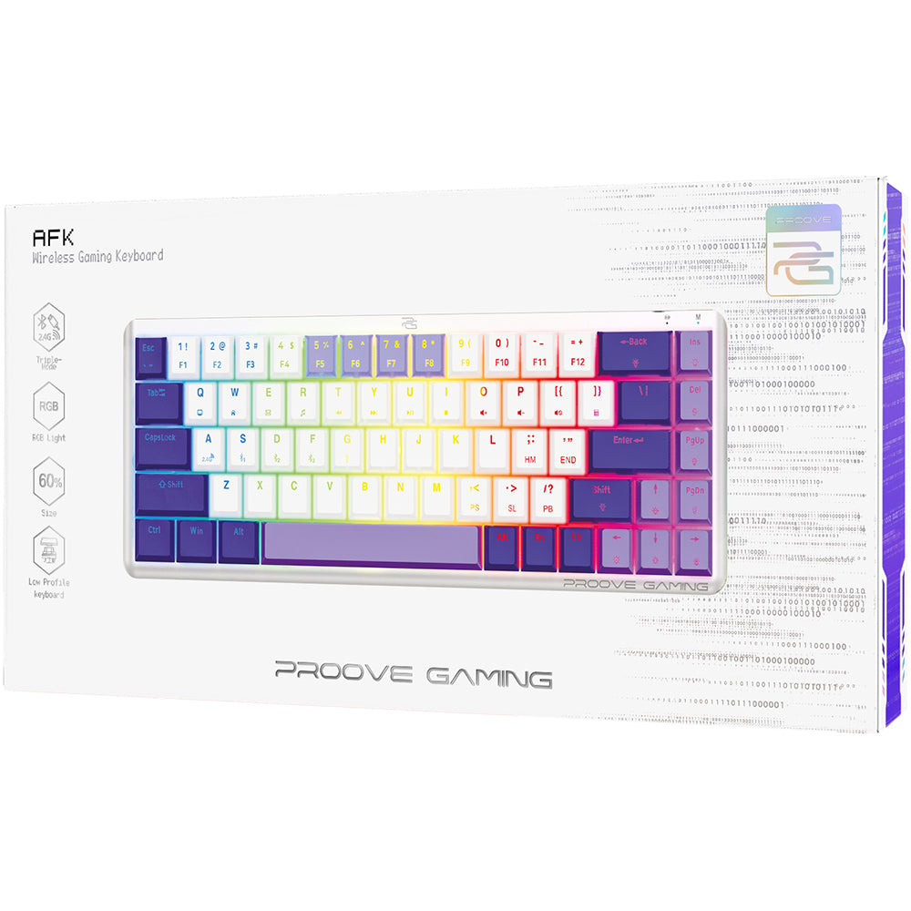 Klawiatura Gaming Wireless Proove AFK, RGB, BT / Wi-Fi / Przewodowa, 1.5m, Biała WKAFKEN22002