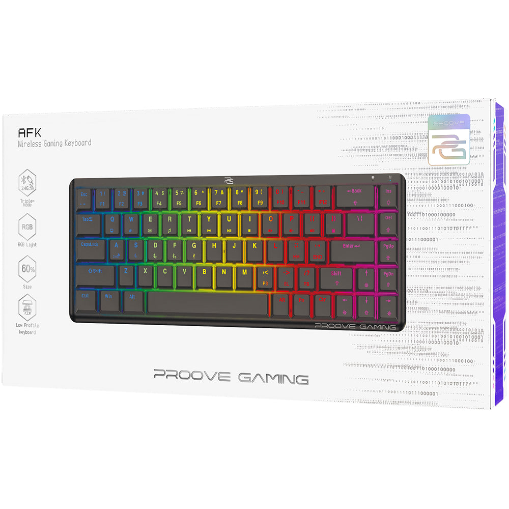 Klawiatura Gaming Wireless Proove AFK, RGB, BT / Wi-Fi / Przewodowa, 1.5m, Czarna WKAFKEN22001