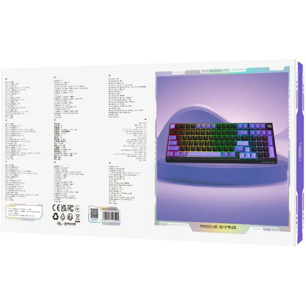 Klawiatura Gaming Wireless Proove Slicker Pro, RGB, BT / Wi-Fi / Przewodowa, 1.8m, Czarna WKSLPEN22416