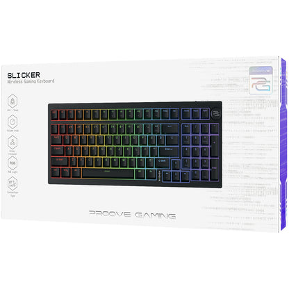 Klawiatura Gaming Wireless Proove Slicker, RGB, BT / Wi-Fi / Przewodowa, 1.8m, Czarna WKSLEN00022401