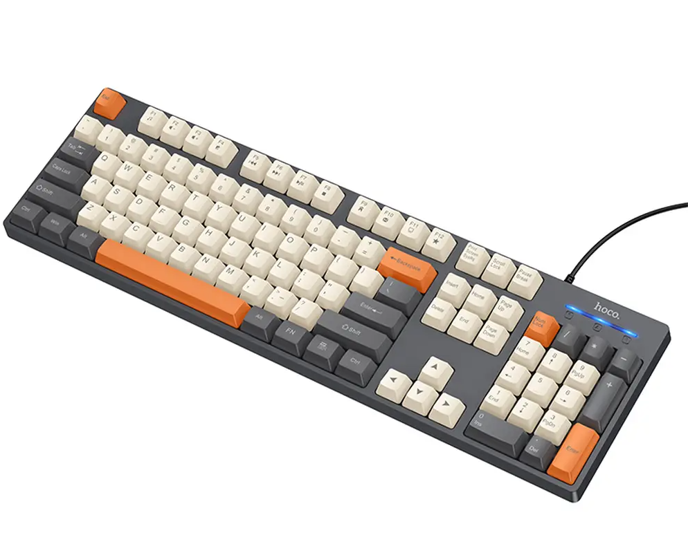 Wired USB Keyboard HOCO GM61 Tri-Color, 1.45m, Gray