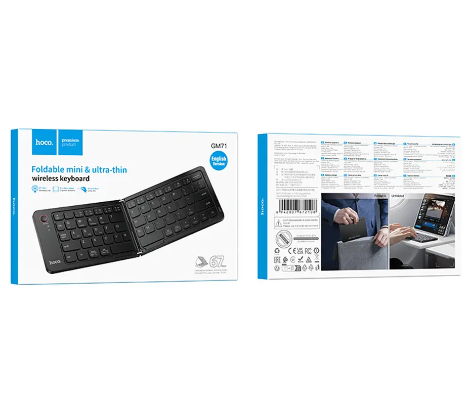 Składana klawiatura Bluetooth HOCO GM71 Foldable, czarna