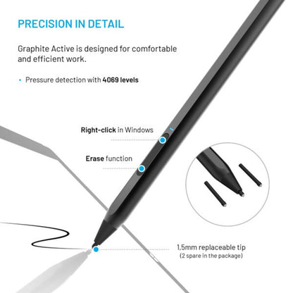 Touch Pen Fixed Graphite Active dla urządzeń z obsługą MPP, Czarny