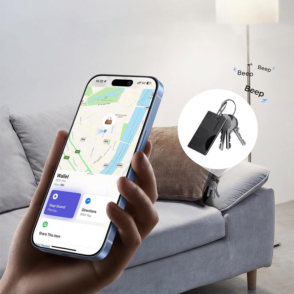 UGREEN SmartTag Smart Finder Slim 2 CM920 (75120A) dla serii iOS, zestaw 2 sztuki, czarny