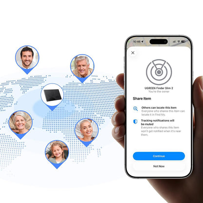 UGREEN SmartTag Smart Finder Slim 2 CM920 (75120A) dla serii iOS, zestaw 2 sztuki, czarny