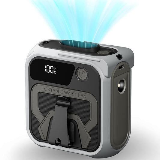 Wentylator przenośny Techsuit Z13 z zewnętrzną baterią 10000mAh, Szary