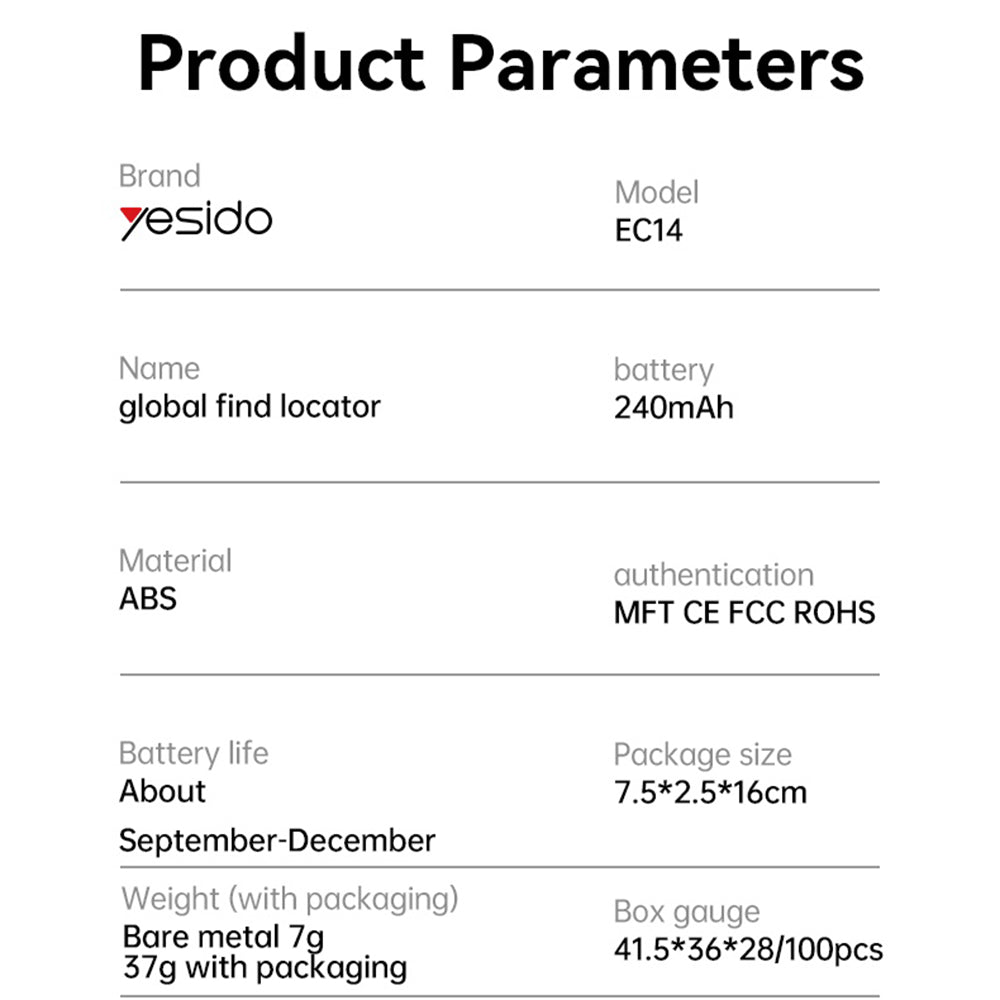 Yesido SmartTag EC14 dla serii iOS, Biały